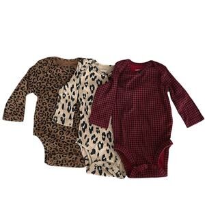 Bundle of 3 Cotton Long Sleeve One Piece Baby Bodysuit Onsies 3M